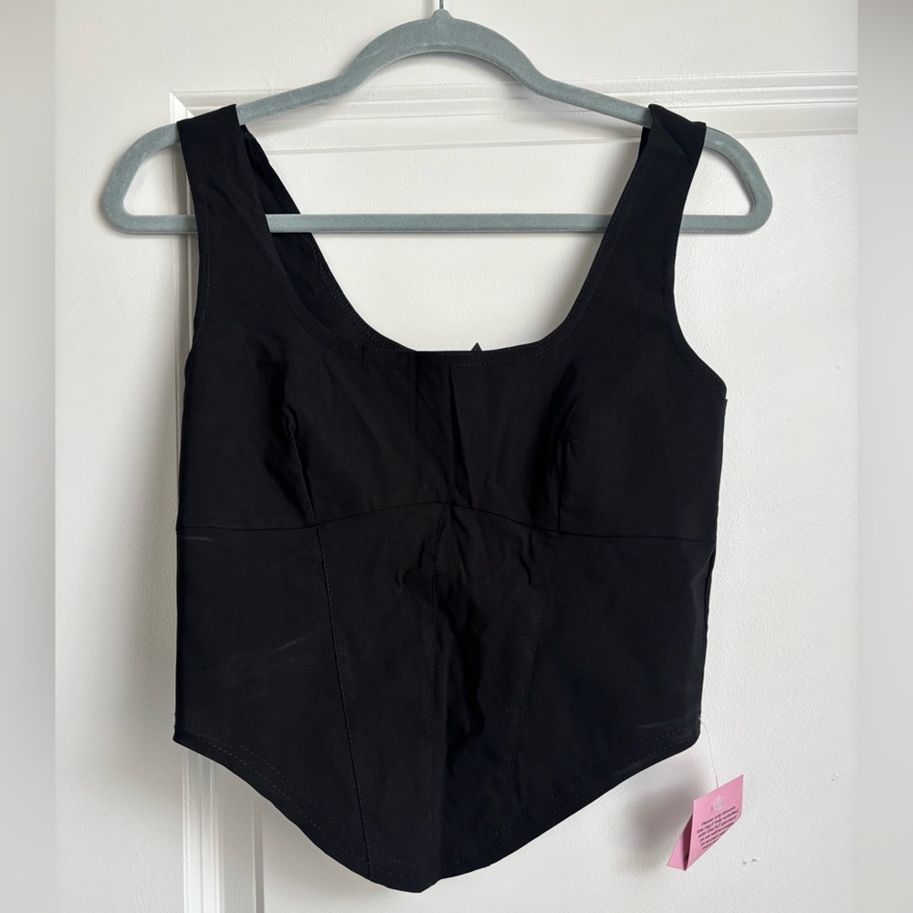 Pretty Little Thing Black corset cropped tank